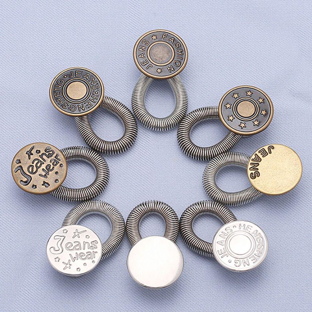 10Pcs Trousers Pants Stretch Waist Extension Metal Elastic Jeans Button Universal Spring Button