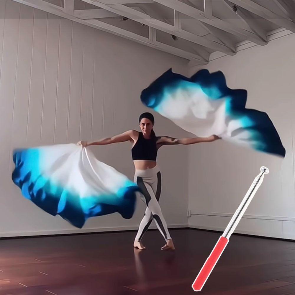 with Telescopic Sticks Belly Dance Accessories Props Scalable Rods Multicolor Colorful Scarves Flag Portable Lightweight