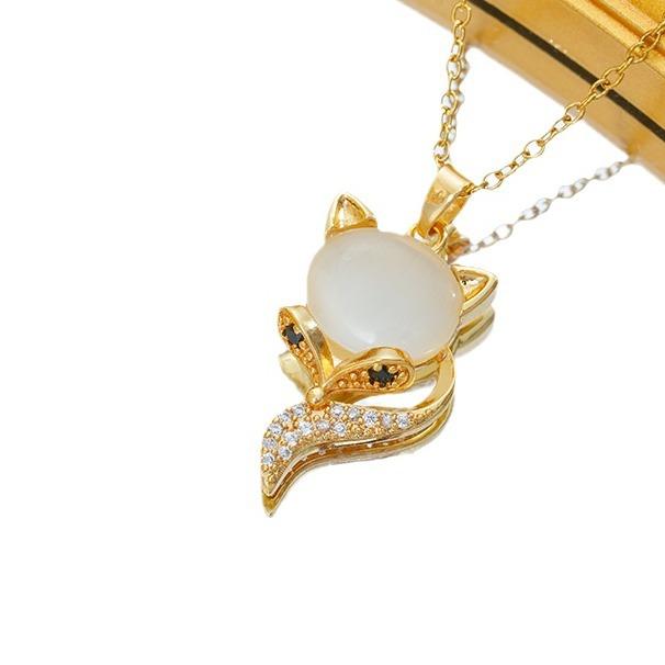 Ожерелье с лисой в виде кошачьего глаза, цепочка на ключицу, модное универсальное ювелирное изделие