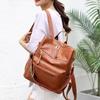 Retro Large Capacity Shoulder Bag Fashionable Korean Style Backpack Crossbody Bag Polyester Lining Zipper Opening PU Material
