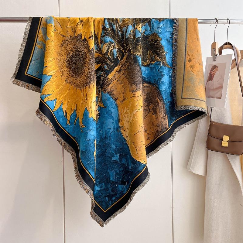 Premium Scarf 140 Square Scarf Wukong Great Sage Autumn and Winter Car Blanket Soft Waxy Shawl Gift