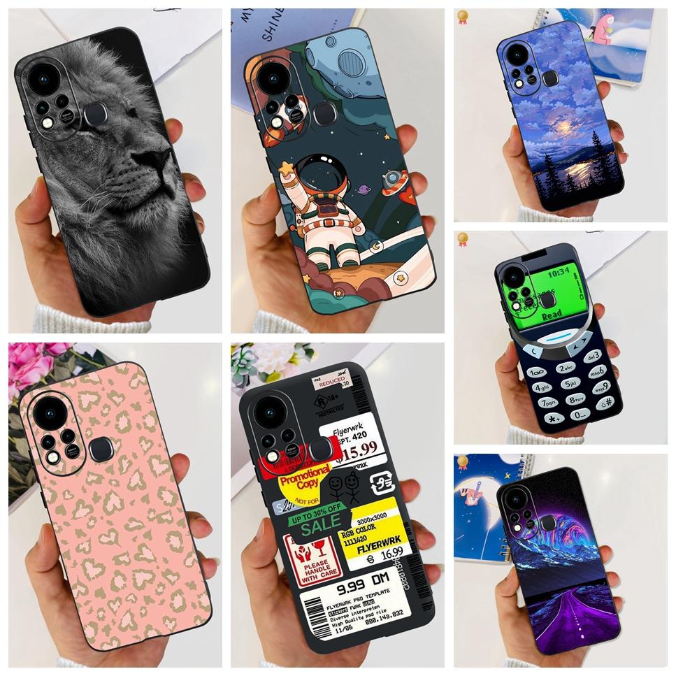 For Infinix Hot 11s Case Back Cover Clear Cute Cat Black Soft Silicone Coque For Infinix Hot11S Hot 11S Phone Case Bumper Fudna