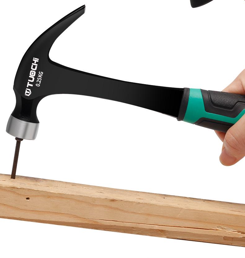 One-Piece Round Head Sheep Horn Hammer: Small Iron Woodworking Tool with Nail Puller and Iron Handle.