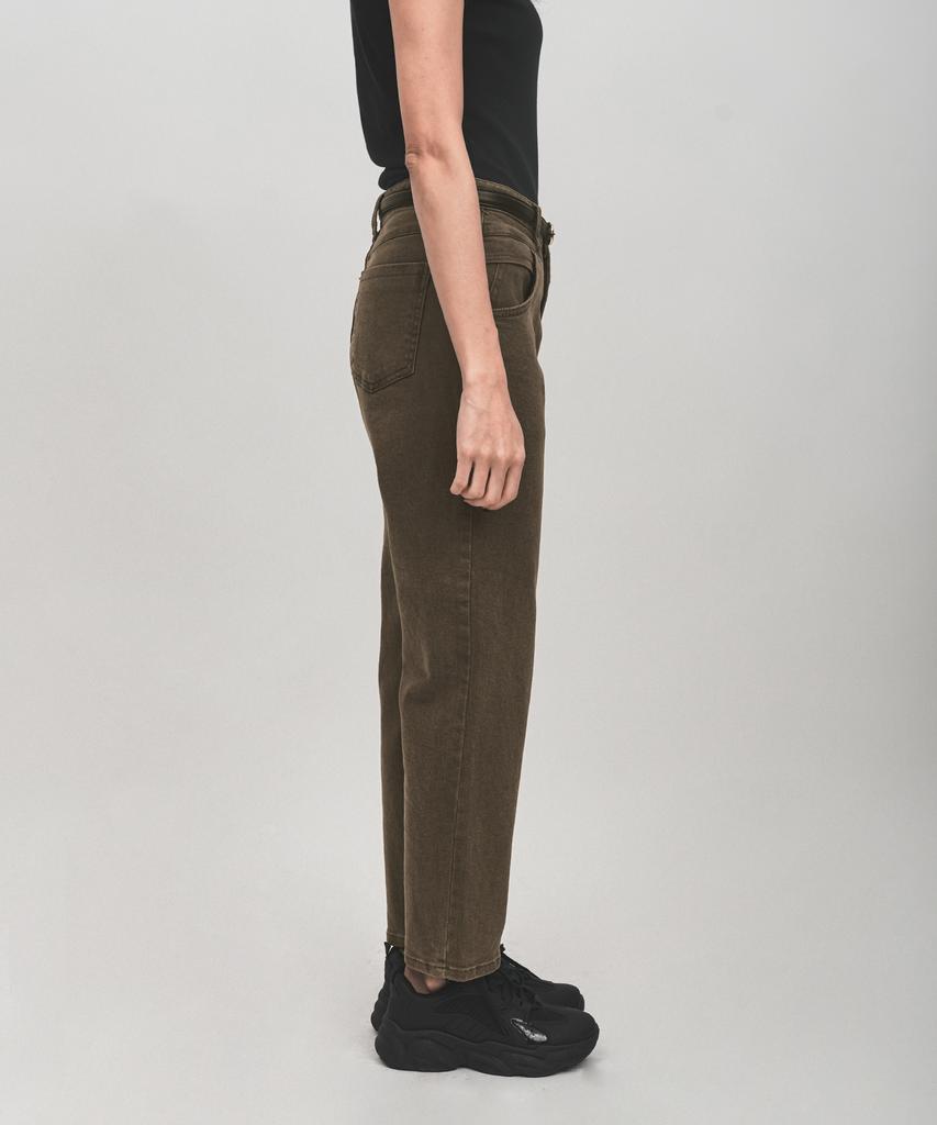 GOLDPERCENT Women'S Chic Brown Tapered Fit Ankle Jeans (Brown, Standard Length, W)