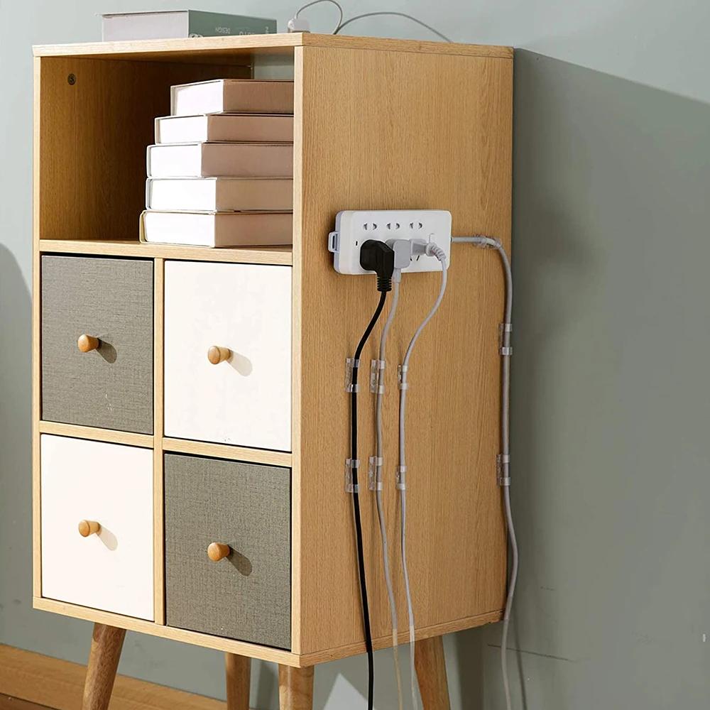 20 прозрачных кабельных органайзеров, самоклеящийся фиксатор, настольный органайзер для дата-кабелей, намотчик для кабеля, кухонная настенная вилка, намотчик для кабеля