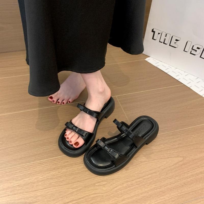 Женские тапочки 2024 года, новые летние модные повседневные босоножки на низком каблуке, квадратные каблуки, тапочки, шлепанцы, женские, Zapatos De Mujer