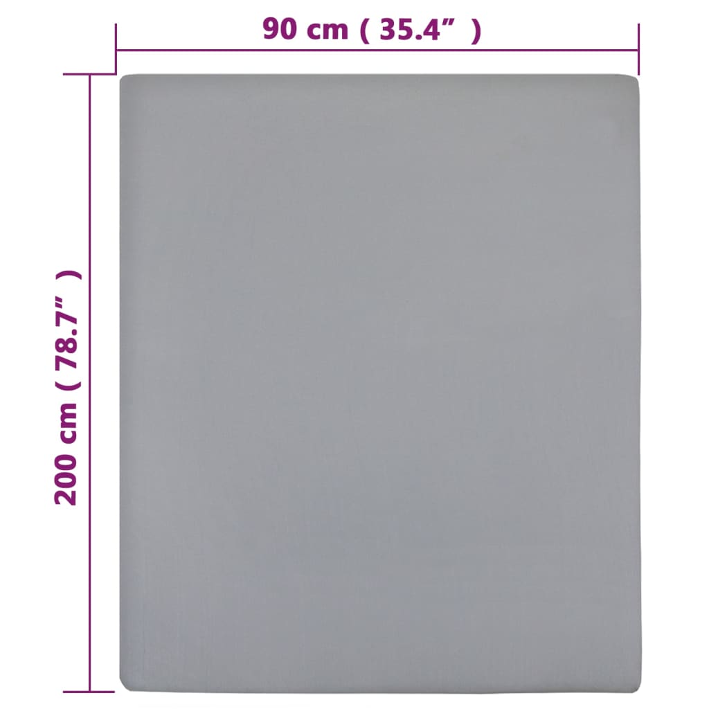 Vidaxl Prześcieradła, 2 Szt., Szare, 90X200 Cm, Dżersej Bawełniany