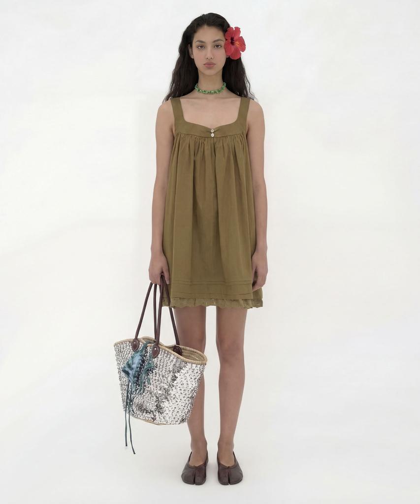 Мини-платье Lulu Seoul Bonny (оливковый)