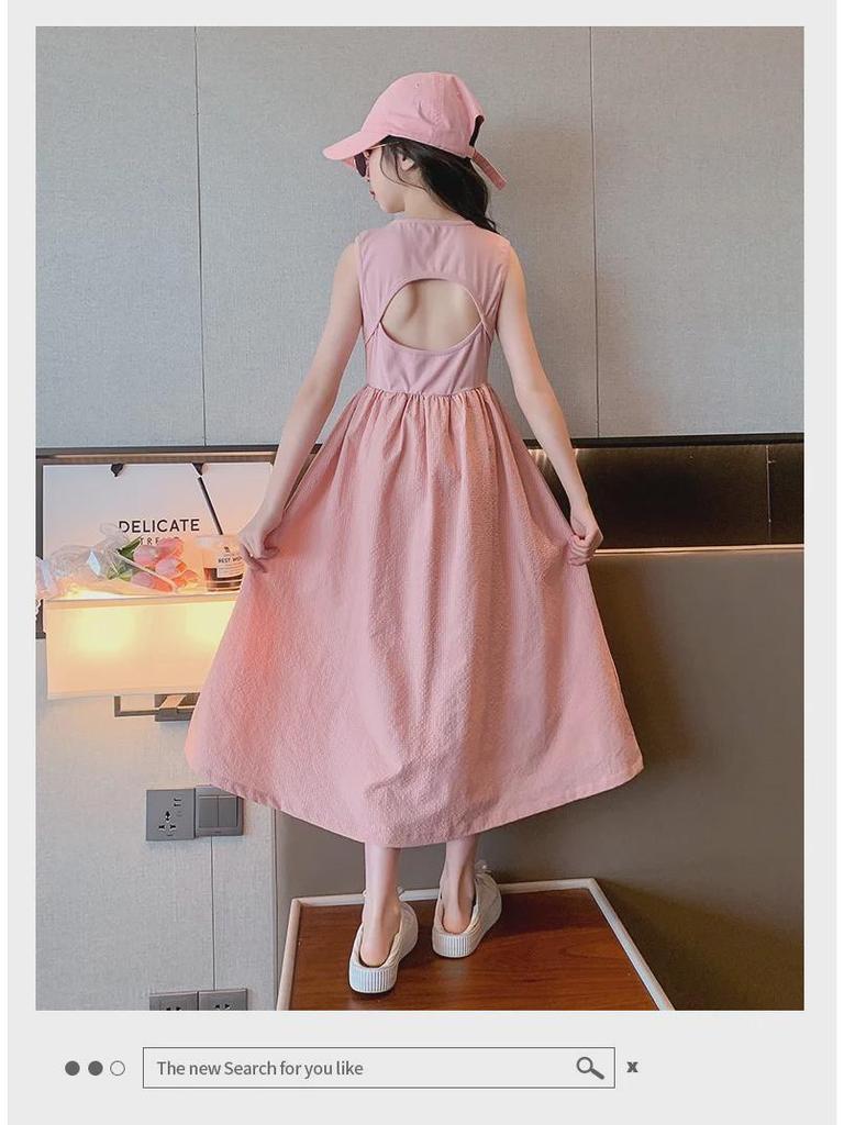 Летнее платье принцессы в западном стиле без рукавов для девочек - повседневное платье с длинным жилетом