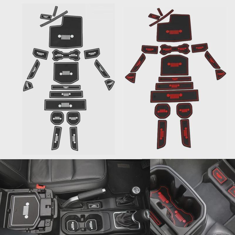 Для Wrangler JL 2018-2023 Автомобильные резиновые коврики для салона Автомобильные аксессуары в стиле Красный и белый