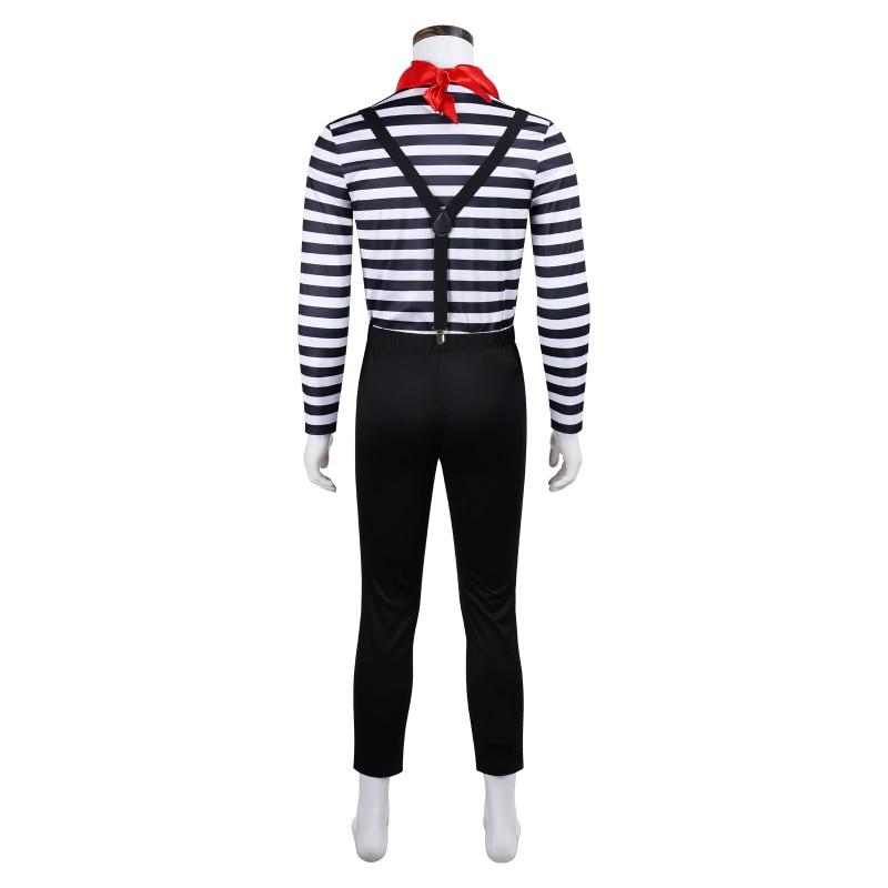 Funny Retro Mime Cosplay Costume Striped Shirt Halloween Roleplay