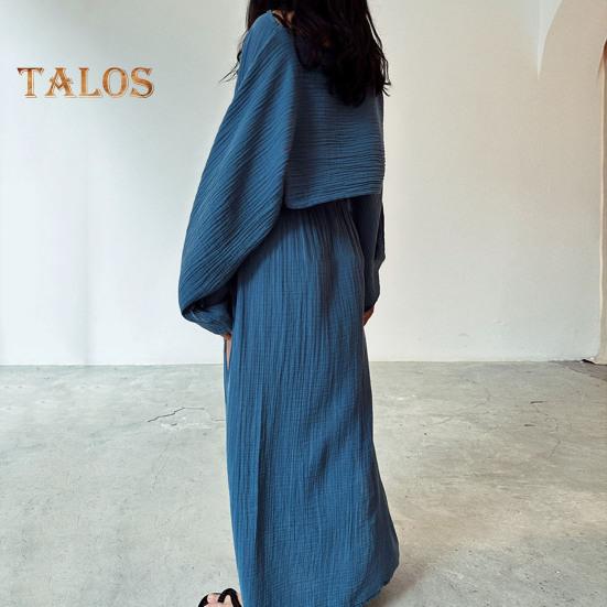 2 шт./компл. женский укороченный топ с юбкой, комплект с длинным рукавом, наклонным вырезом, короткий топ с высокой талией, разделенная юбка, сплошной цвет, пляжное бикини для отдыха, клубный вечерние топ