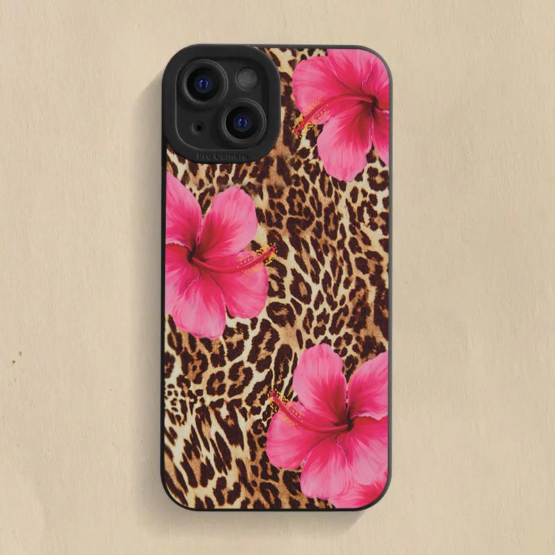 Чехол для телефона с цветочным принтом леопарда для iPhone 16 15 Pro Max 14 Pro 13 12 11 16E 7 8 Plus XR XS X SE2 Ударопрочный Силиконовый Мягкий Чехол