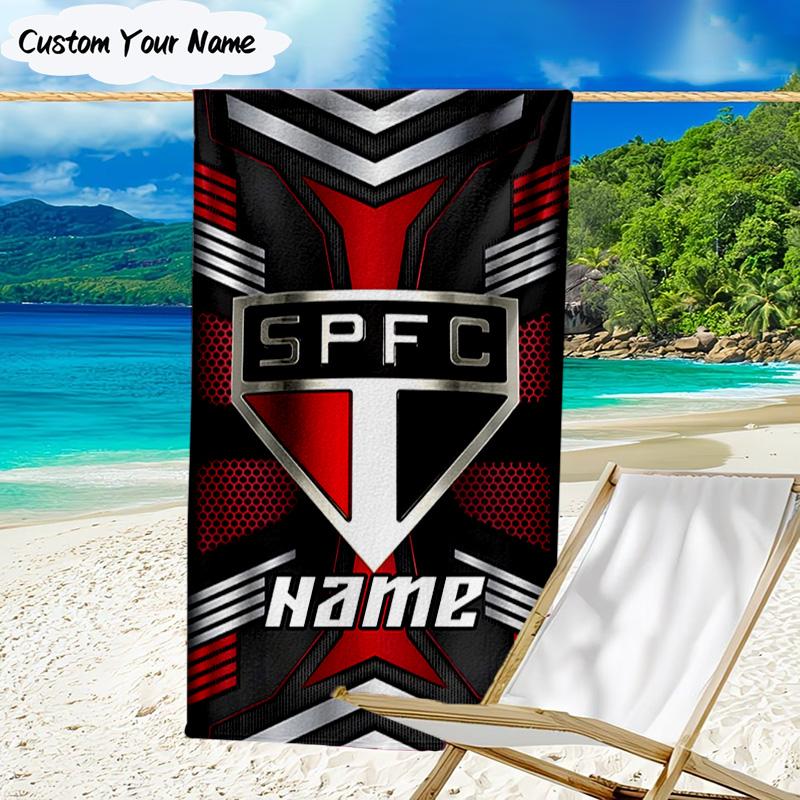 1PC Custom Name Beach Towel SPFC Team Spirit Beach Towel, Suitable for Camping, Travel, Beach Accessories, Super Absorbent, Family Gift