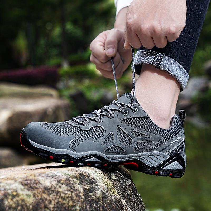 Модная мужская обувь для хайкинга Осень Уличная спортивная обувь для альпинизма и ходьбы Мужские трекинговые кроссовки Дышащие для альпинизма Кемпинга Нескользящие Размер 46