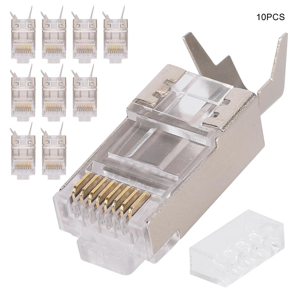 10 Pcs Shielded RJ45 8P8C CAT7 30GIP Communication Network Server Connectors Ethernet Cable RJ45