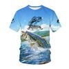 New Deep Sea Fishing Printed Tss Shirts Men's 3D Outdoor Fisherman O Collar Short-sleeved Y2k Tops Men's and Women's Hunting F