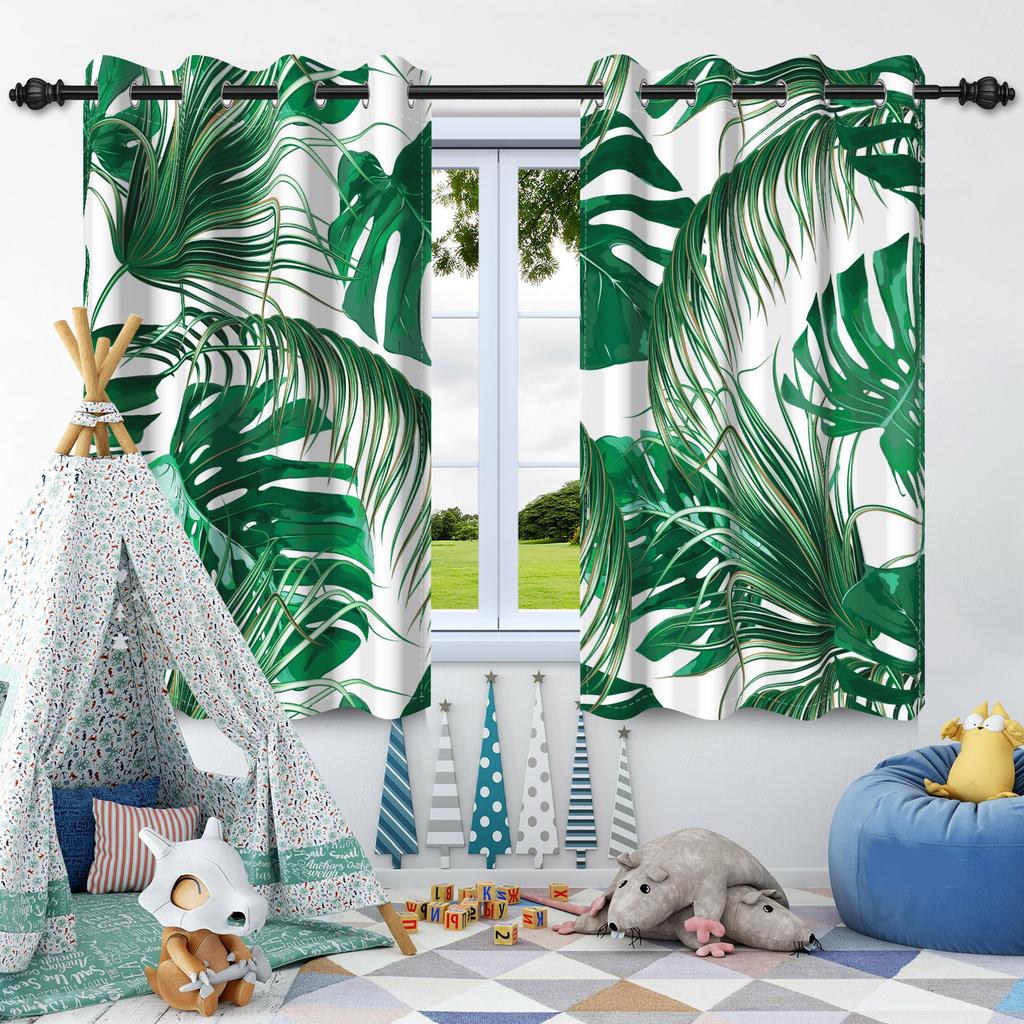 Зеленые Растения Листья Оконная Занавеска Спальня Гостиная Блэкаут Занавеска Современное Украшение Дома Теплоизоляция Шумоподавление