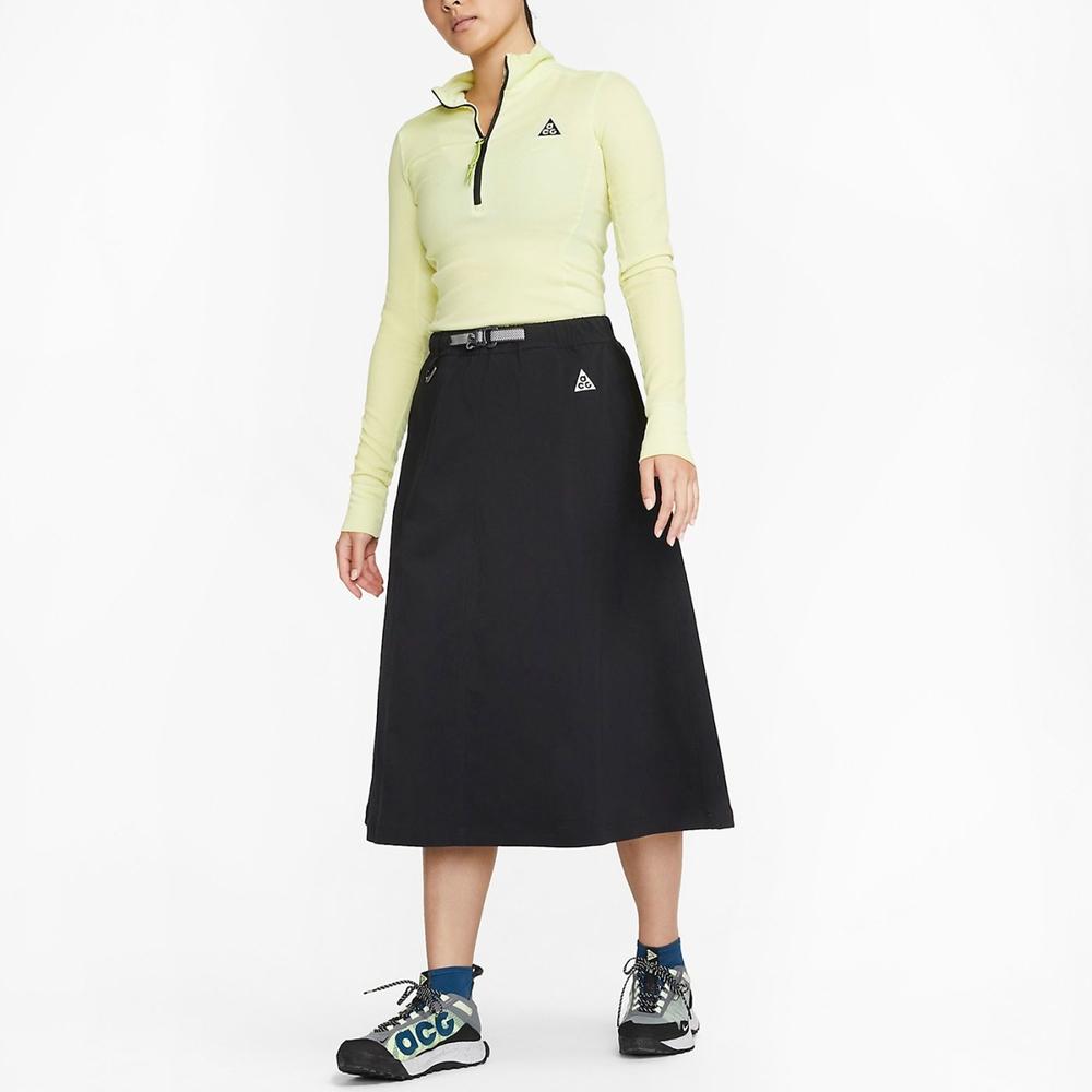 Nike Casual Long Skirts Women's Black Moderate Mid Length A Line Skirt (Unisex) Casual Long Skirts DN5488 010