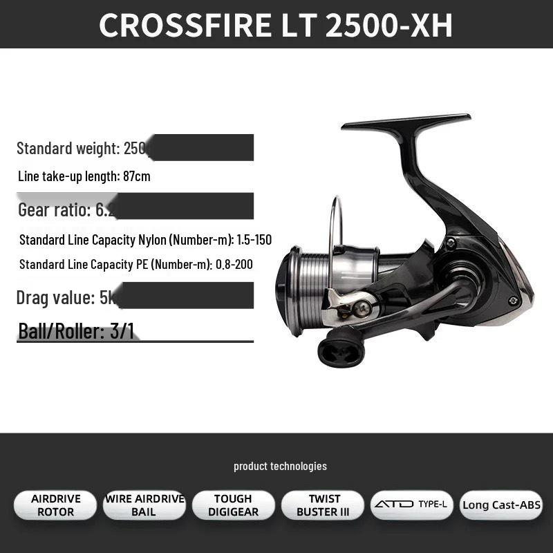 Спиннинговая катушка Daiwa CROSSFIRE LT - Легкая металлическая шпуля для дальнего заброса, Доступна в 26 моделях.