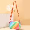 Девочки Новая Тренд Цветовая Сшивка Радужная Сумка Через Плечо Женские Сумки Через Плечо Женская Маленькая Квадратная Сумка CLE