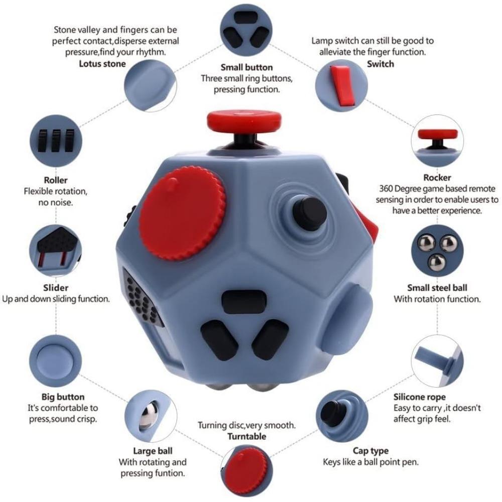 Маленькие игрушки-фиджет, 12-гранные кубические игрушки для детей и взрослых с тревогой, СДВГ, аутизмом и снятием стресса