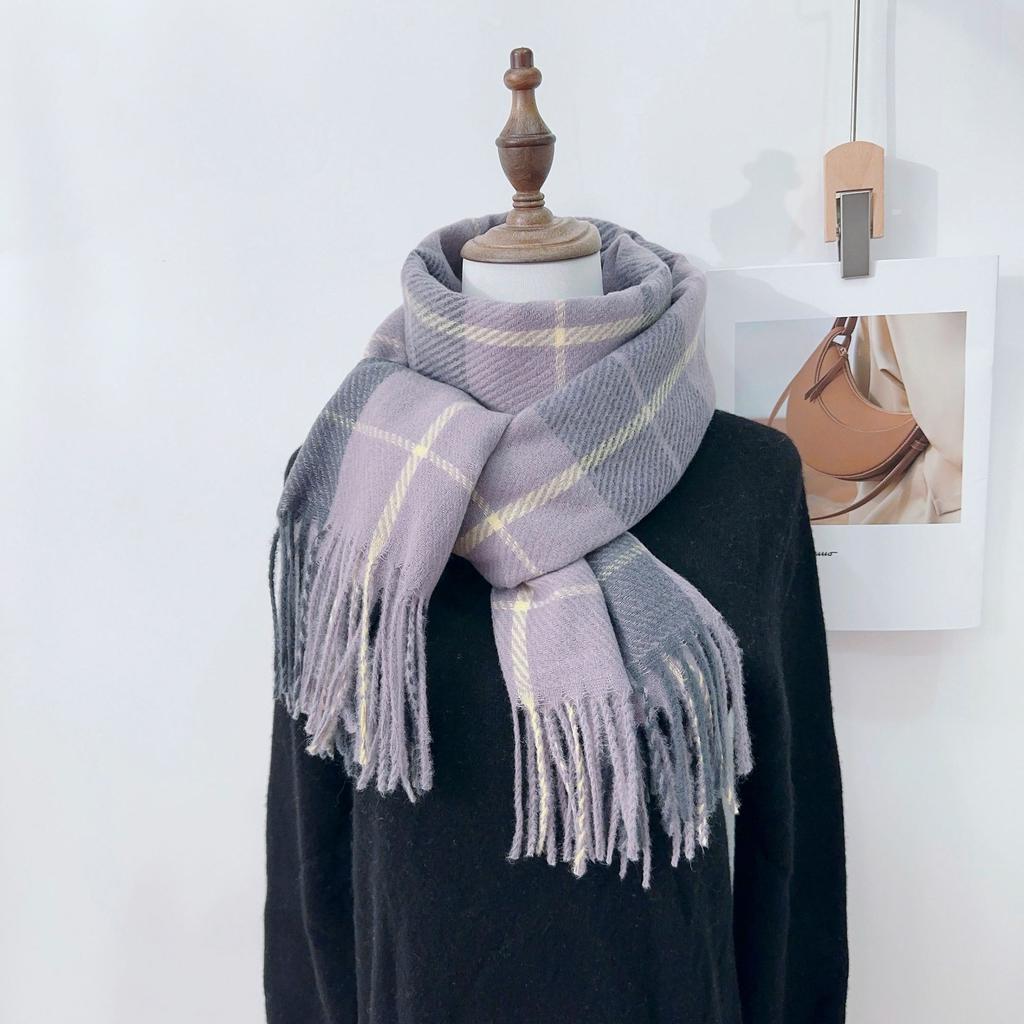 Осенне-зимний новый британский ретро-стиль для студентов, теплая и ветрозащитная шаль-шарф, имитация кашемира