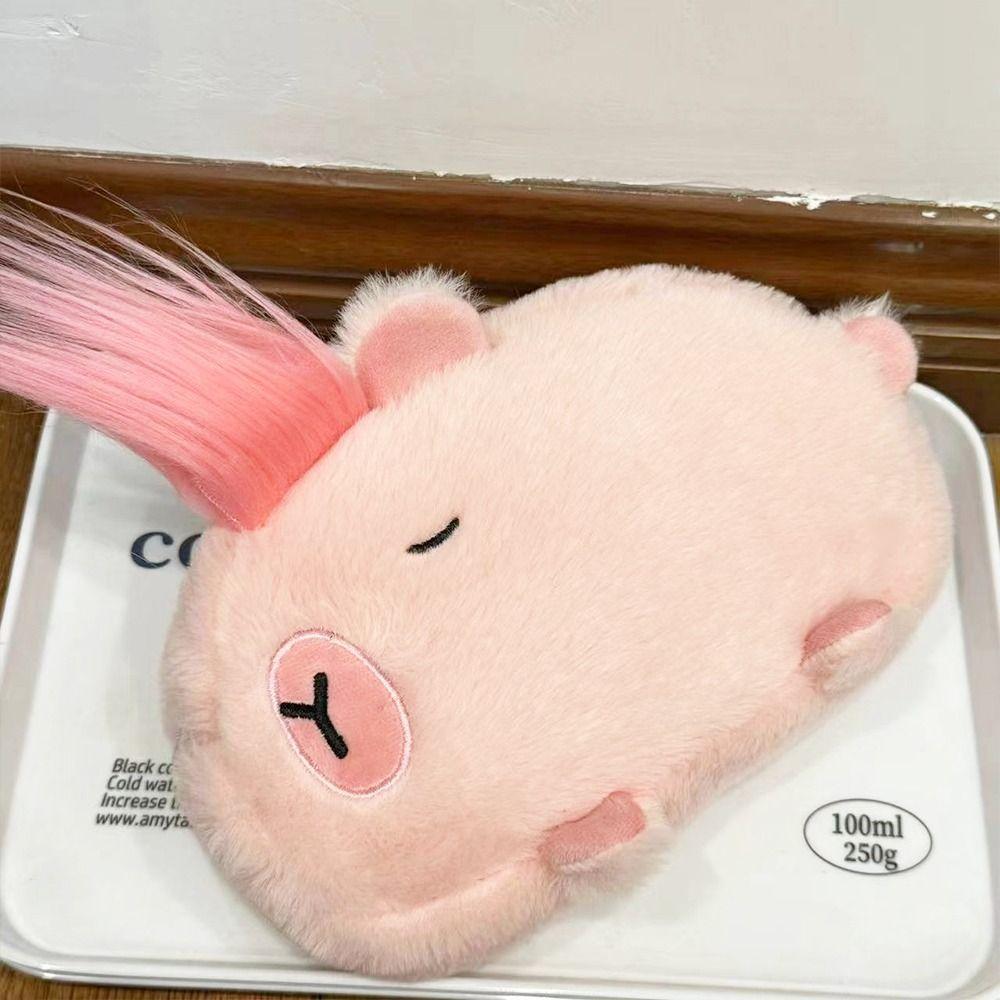 Storage Bag Capybara Pencil Bag Pen Holder Plush Pen Case Cute Capybara Stationery Bag  Office