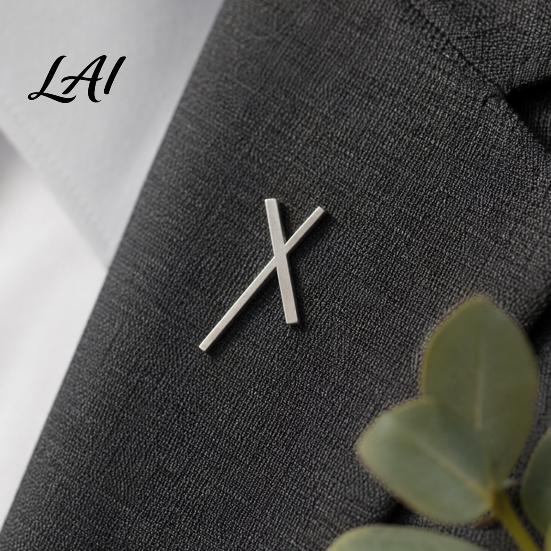 Collar Button Brooch 2Pcs Men Suit Brooch X-Shaped Lapel Pin with Safety Pin Zinc Oxidization Resistant Alloy Electroplated Metal Badge for Wedding