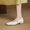 Krazing Pot Cow Skin Spring Summer Size 41 Low Heels Women Square Toe Shallow Pumps
