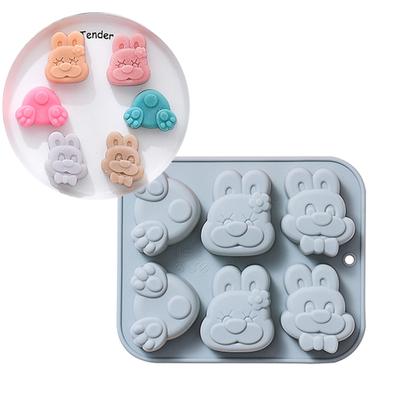 6 полостей, 3D кролик, силиконовая гибкая форма для пищевых продуктов, глина, смола, керамика, конфеты, помадка, конфеты, шоколад, форма для мыла