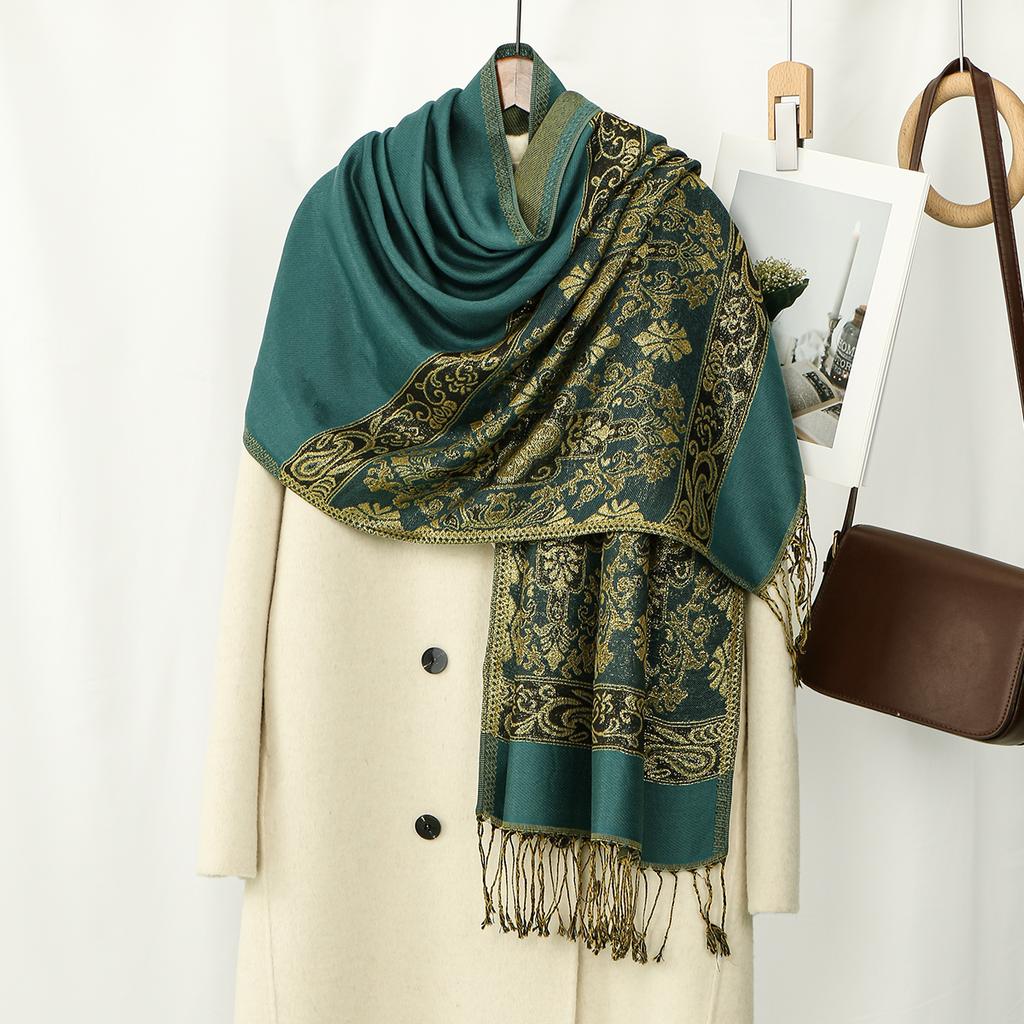 New Thick Paisley Print Hijab Scarf Shawl Wrap Paisley Pashmina Jacquard Stoles Vintage Headscarves Printed Cotton Tippet Tassel