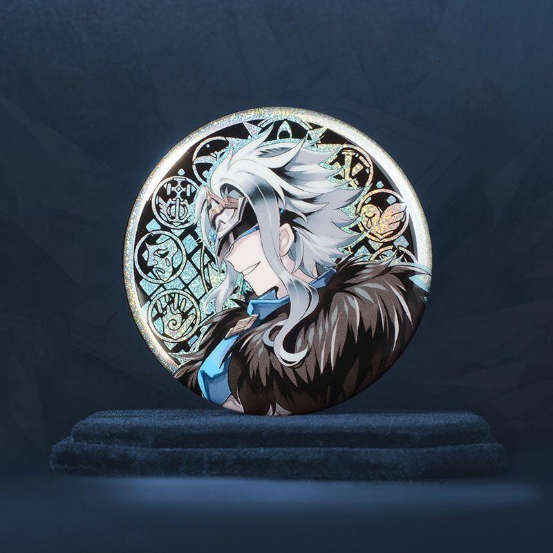 58 мм броши Genshin Impact Fatui, жестяные булавки с изысканным дизайном Arlecchino Childe Dottore, идеально подходят для значков и украшений для косплея