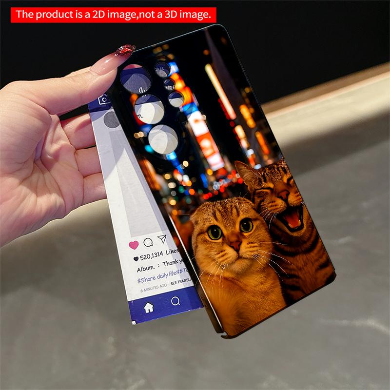 2DFlat Samsung phone case Night City Cats Selfie iPhone Case Applicable to Galaxy S22 S23 S24 S25ULTRA S26 A12 A13 A14 A15 A16