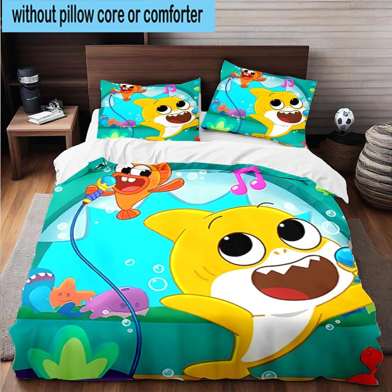 3PCS Cartoon Shark Dance Party 3pcs Bedding,Including 3PCS Duvet Cover And 2pcs Pillowcases Perfect for Christmas,Ideal for Bedroom, Dormitory