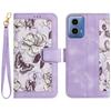 For Motorola Moto G 5G (2024) Case Flower Pattern PU Leather Phone Cover with Card Holder
