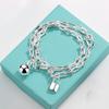 New Woman S925 Sterling Silver Hip Hop Rock U-shaped Lock, Ball Pendant Bracelet Luxury Brand Jewelry Couple Holiday Gift Co