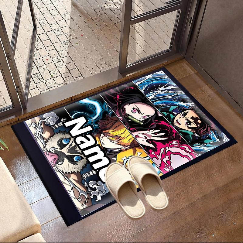 Custom Name Personalized Demon Slayer Print Carpet, Versatile Home Decor Rug, for Playroom, Apartment, Balcony, Entryway, Hallway Gift