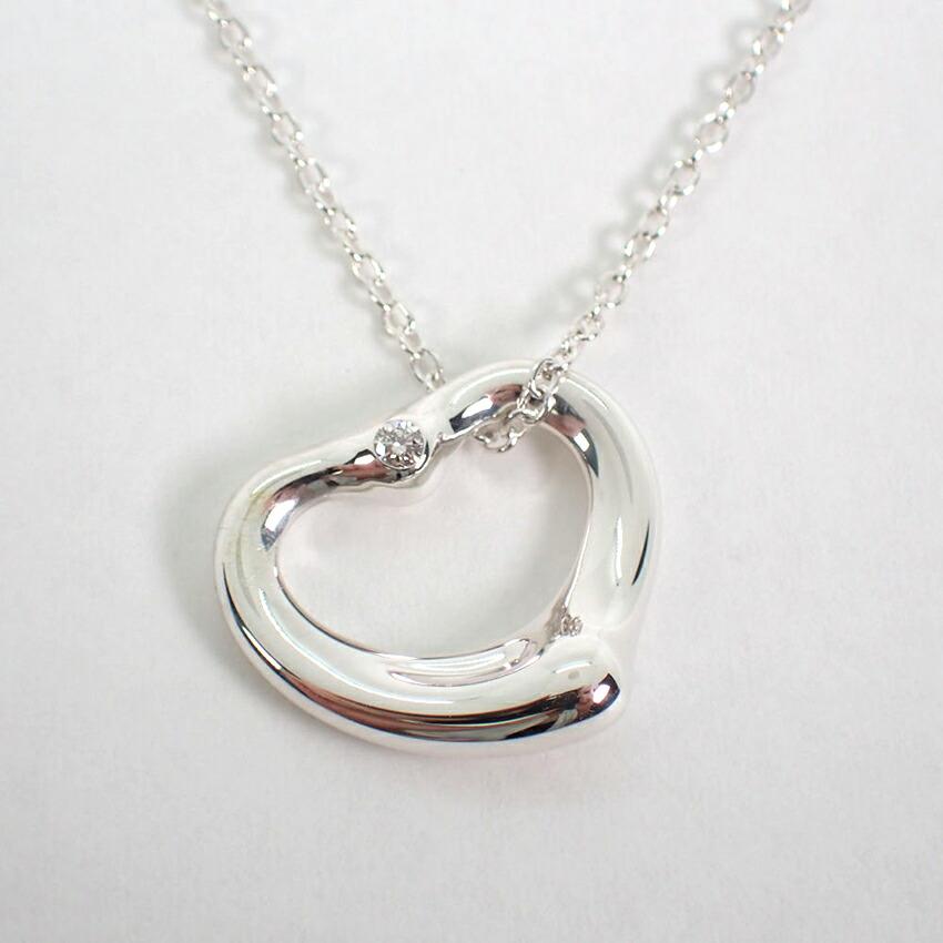 [Used] TIFFANY 925 Diamond Open Heart Pendant/Necklace [g339-67]