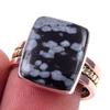 Двухцветное кольцо из стерлингового серебра 925 пробы с натуральным обсидианом и снежинкой S.7.5 l6R71