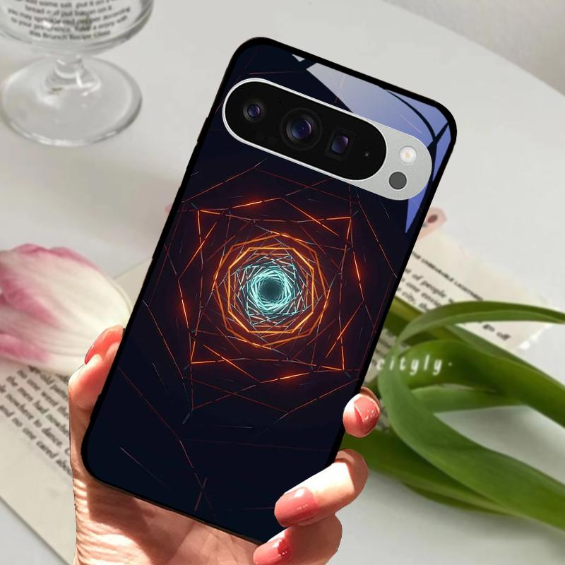 Модный Стеклянный Чехол для Google Pixel 8a Чехол Pixel8 Pro Жесткий ПК Закаленное Стекло Черный Чехол для Телефона Для GOOGLE PIXEL 8 Защитные Чехлы