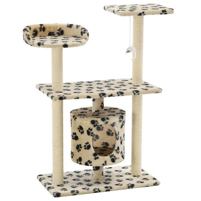 VidaXL Cat Tree with Sisal Scratching Post 95 Cm Beige Paw Print 170515