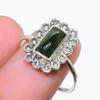 Natural Green Tourmaline Gemstone 925 Sterling Silver Baguette Ring Size 7.5 US