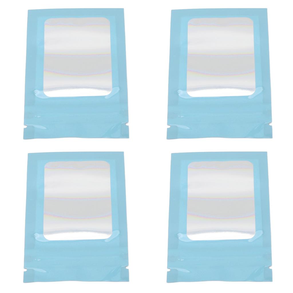 100pcs Ziplock Bags Self Sealing Holographic Reusable Food Storage Bags with Hanging Hole Blue