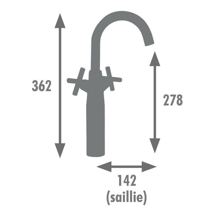 Mélangeur lavabo haut - EDOUARD ROUSSEAU - NANKA - Noir