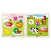 KC-Certified -  Pinkfong Wooden Peg Puzzle – Fruit , Farm Animal (4 Pieces) (3 Options)