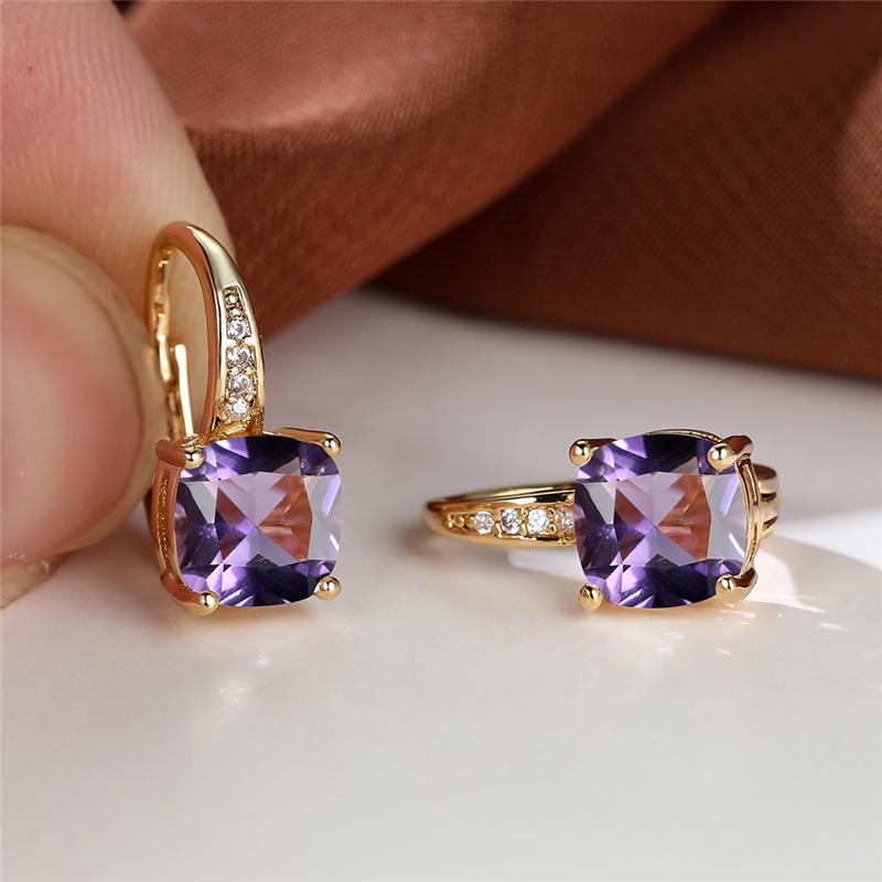 Серьги-кольца Mystic Rainbow Princess с огранкой камня для женщин, винтажные серьги золотого цвета для вечеринки и свадьбы