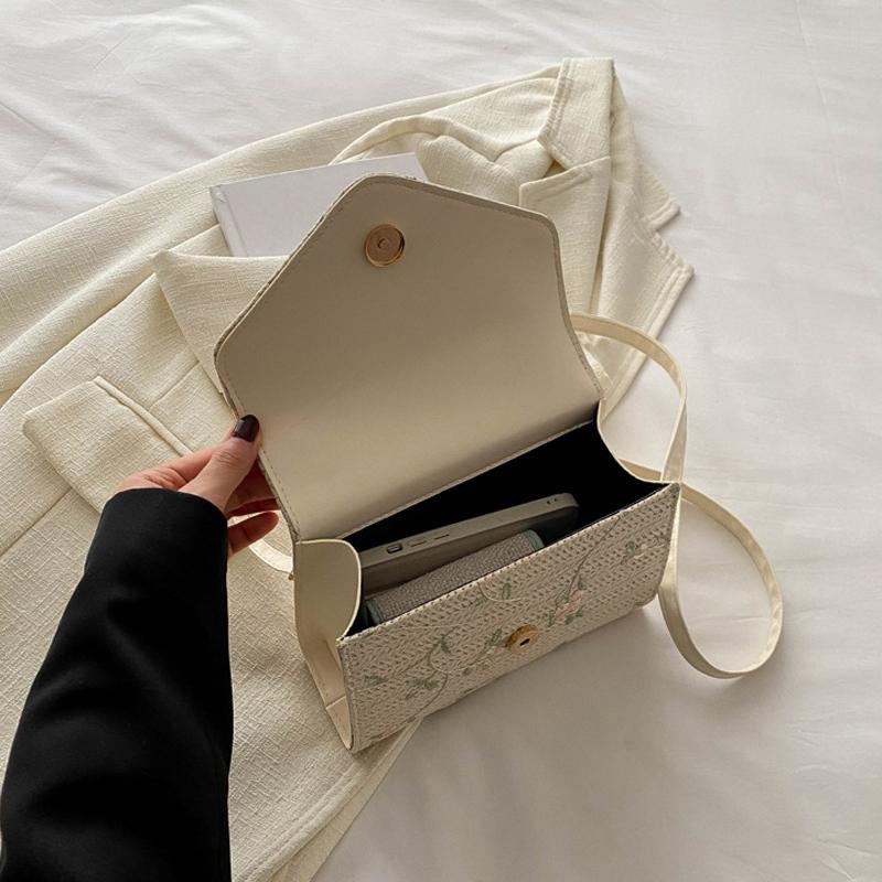 Ротанговая сумка-мессенджер на плечо Модная Вместительная Богемная Сумка из плетеной травы Ручной работы Плетеный Отпускной Кроссбоди для женщин CLE