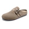 Fashion Crestar Women's Suede Clogs Slippers Comfort Double Buckle Flat Mules Retro Potato Shoes Fashion Lady Soft Insole Leisure Shoes