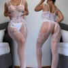 Sexy Fishnet Bra One-piece Crotchless Panty Set Erotic Body Stockings Women Hot Transparent Lingerie Porn Open Tights Underwear